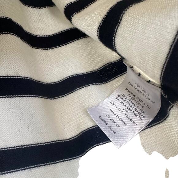 Talbots Cotton Tencel colorblock Striped Sweater Navy Blue Ivory Mint Green - Picture 4 of 7